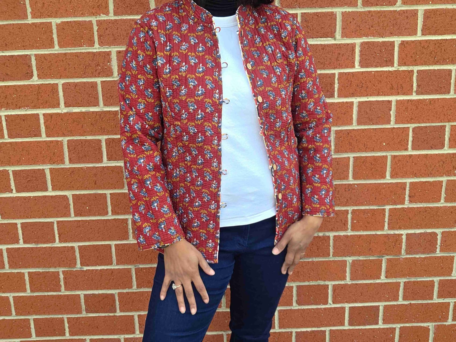 Deepika ~ Golden Rust | Quilted Cotton Reversible Jacket