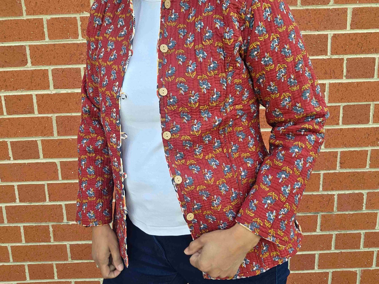 Deepika ~ Golden Rust | Quilted Cotton Reversible Jacket