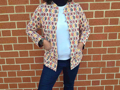 Deepika ~ Golden Rust | Quilted Cotton Reversible Jacket
