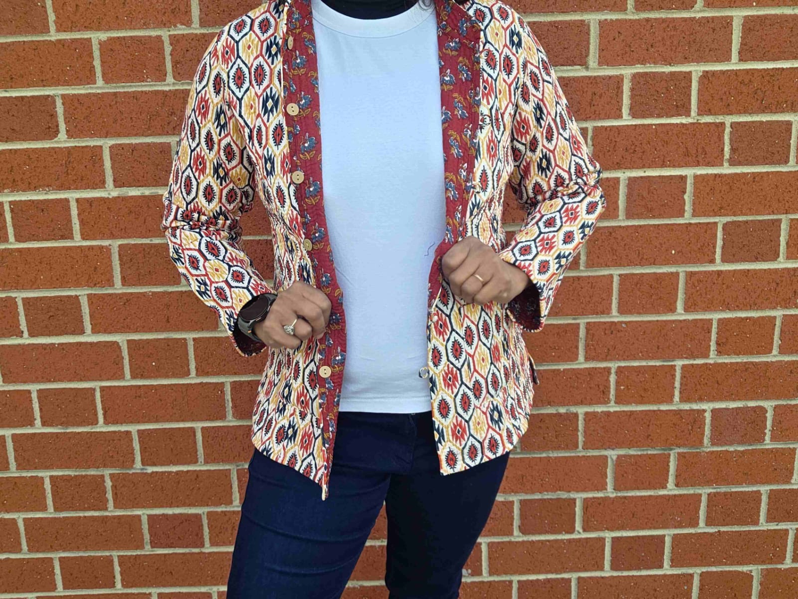 Deepika ~ Golden Rust | Quilted Cotton Reversible Jacket