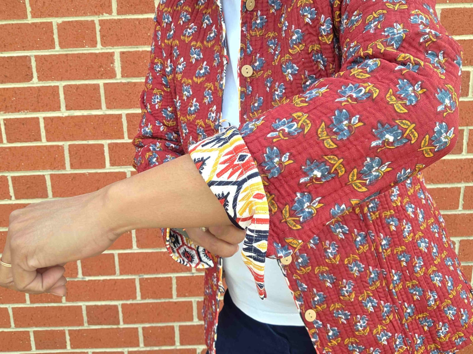 Deepika ~ Golden Rust | Quilted Cotton Reversible Jacket