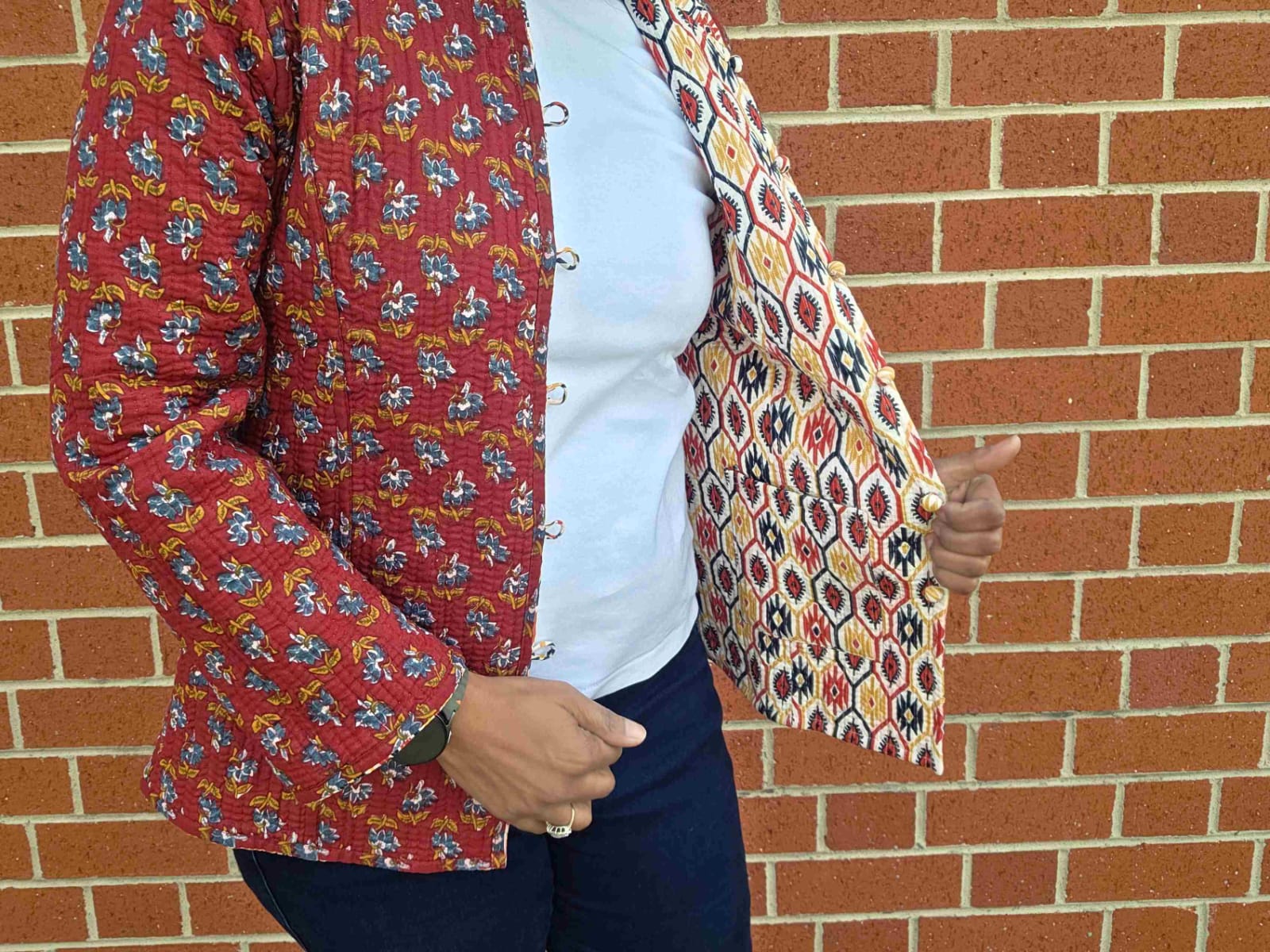 Deepika ~ Golden Rust | Quilted Cotton Reversible Jacket