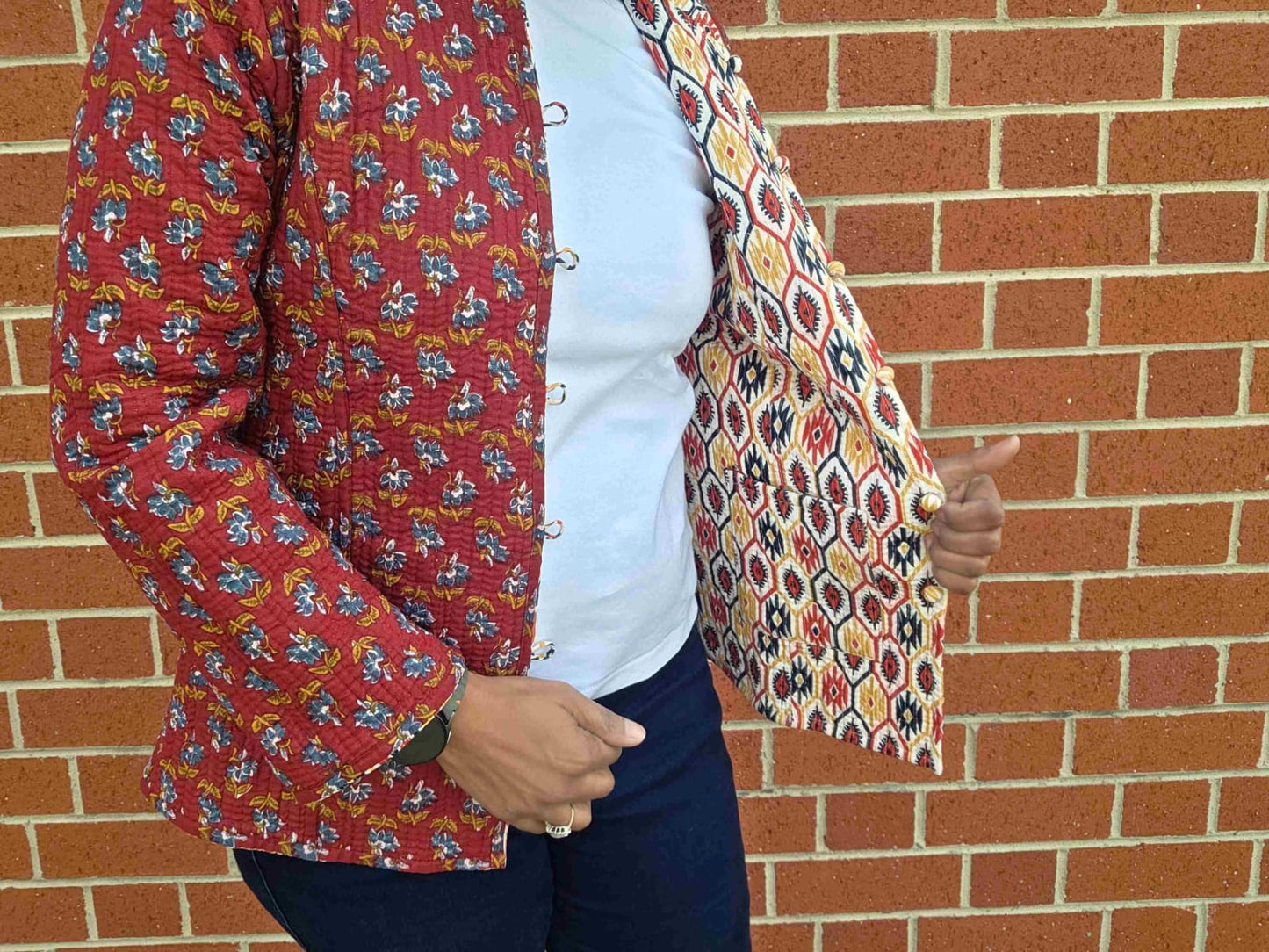 Deepika ~ Golden Rust | Quilted Cotton Reversible Jacket