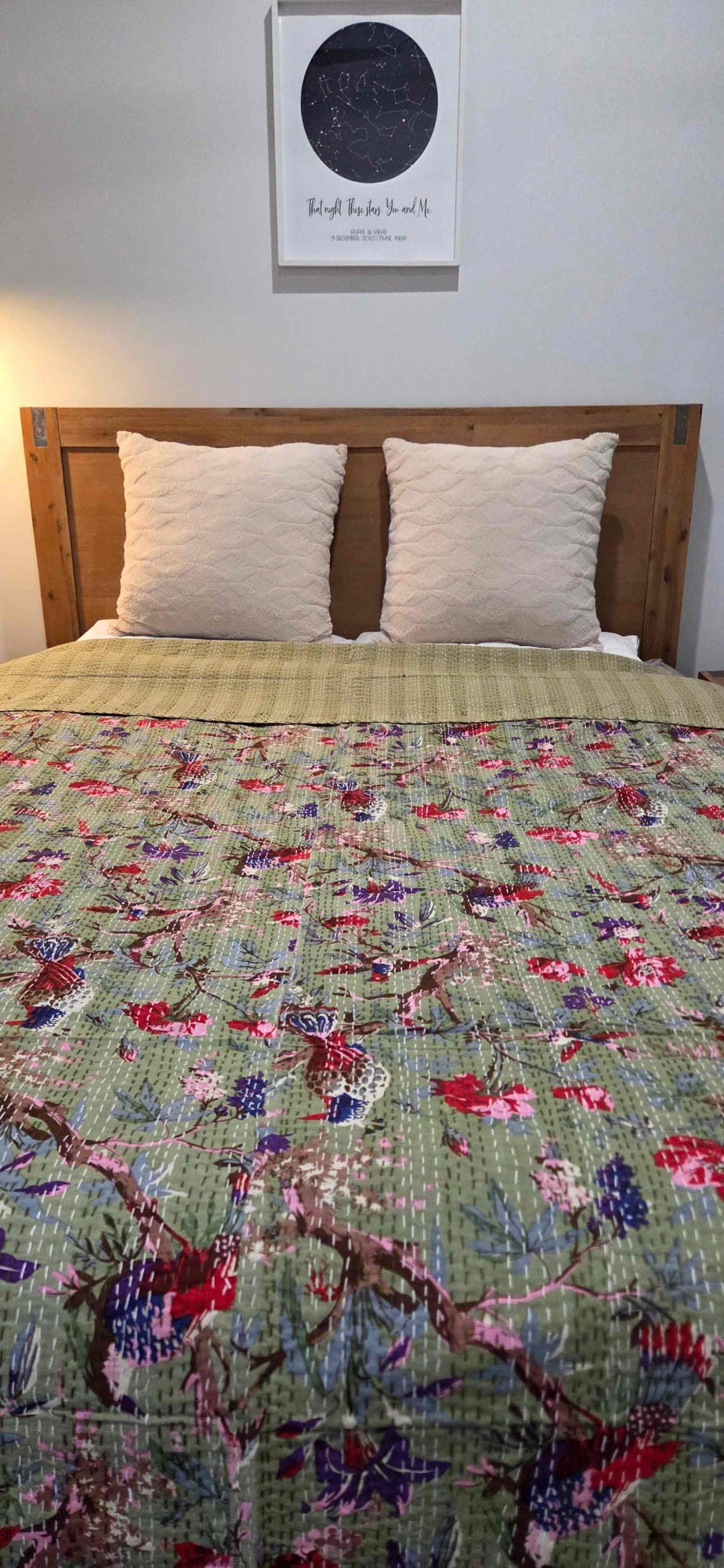 Sage Green ~ Kantha Bedspread ~ Queen | King