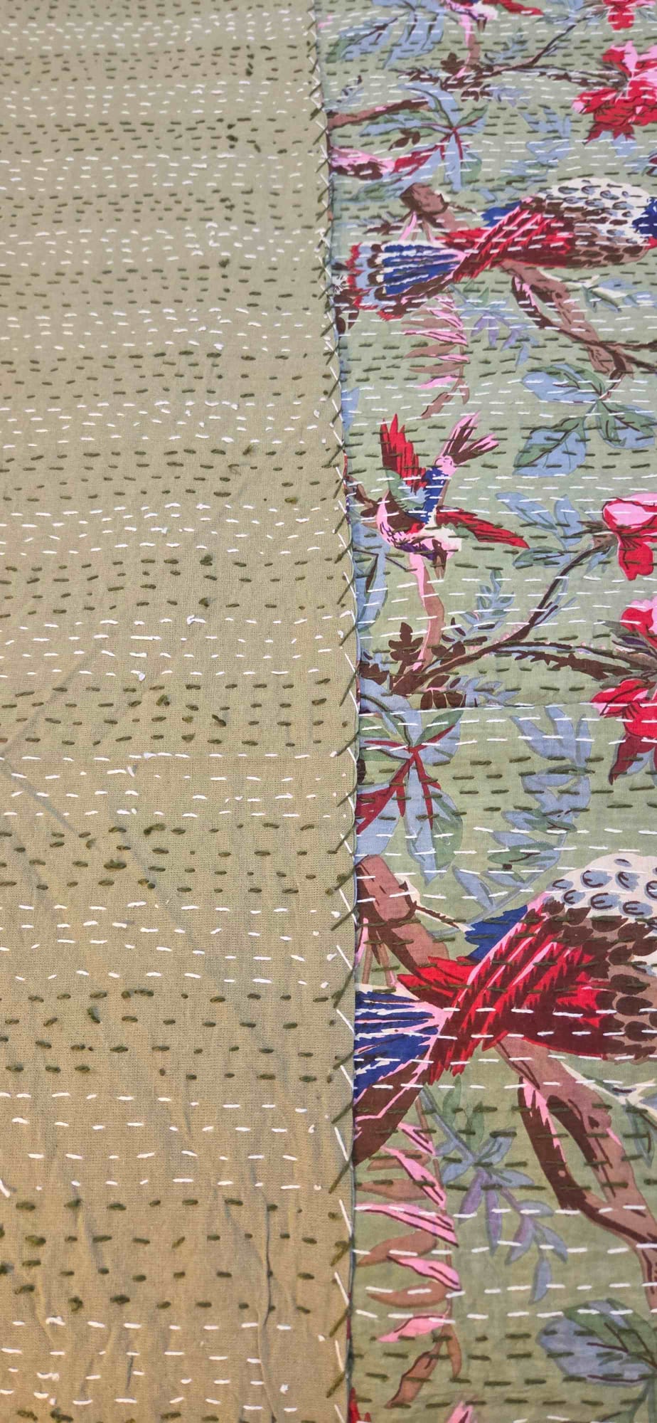 Sage Green ~ Kantha Bedspread ~ Queen | King