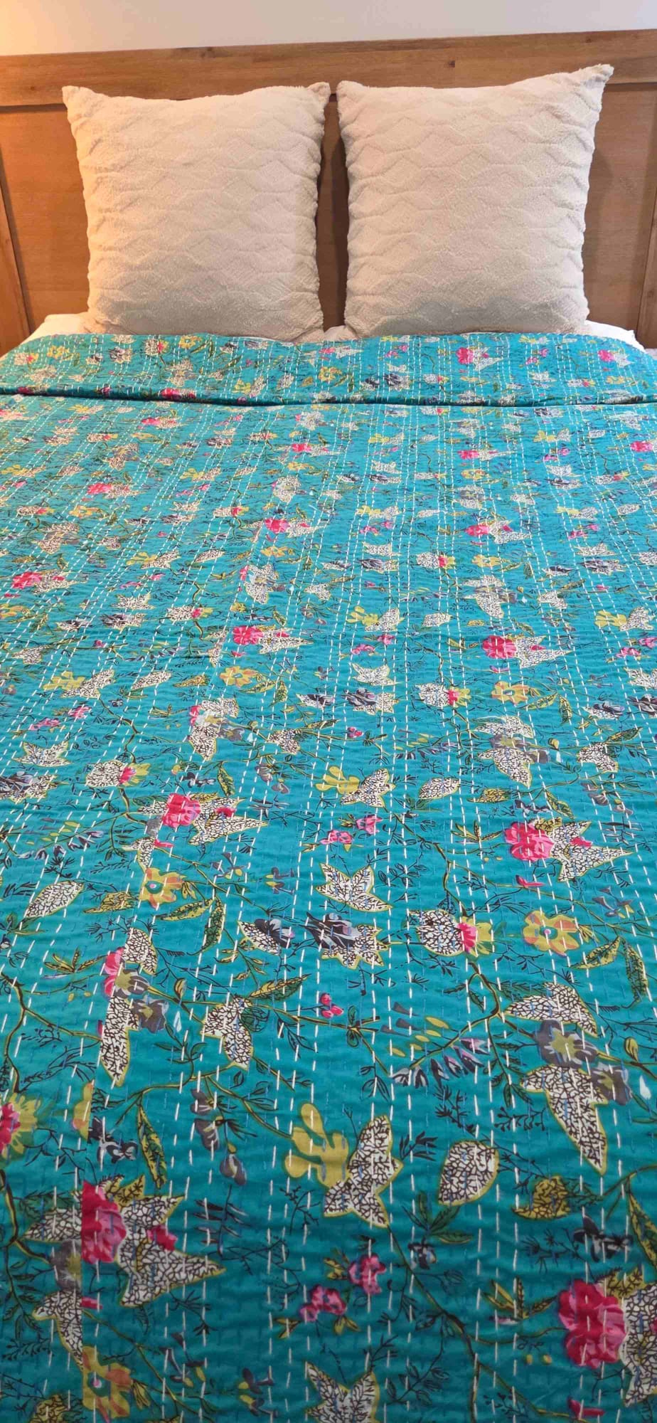 Turquoise ~ Kantha Bedspread ~ Queen | King