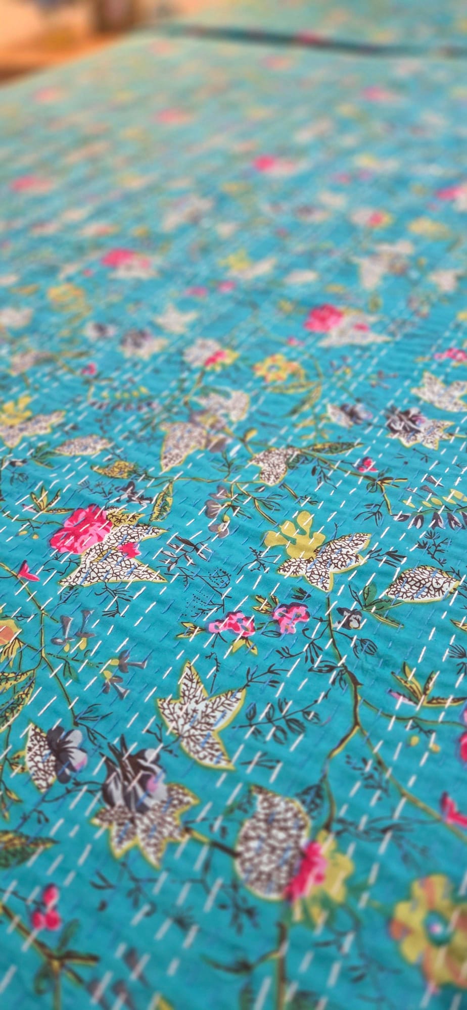 Turquoise ~ Kantha Bedspread ~ Queen | King