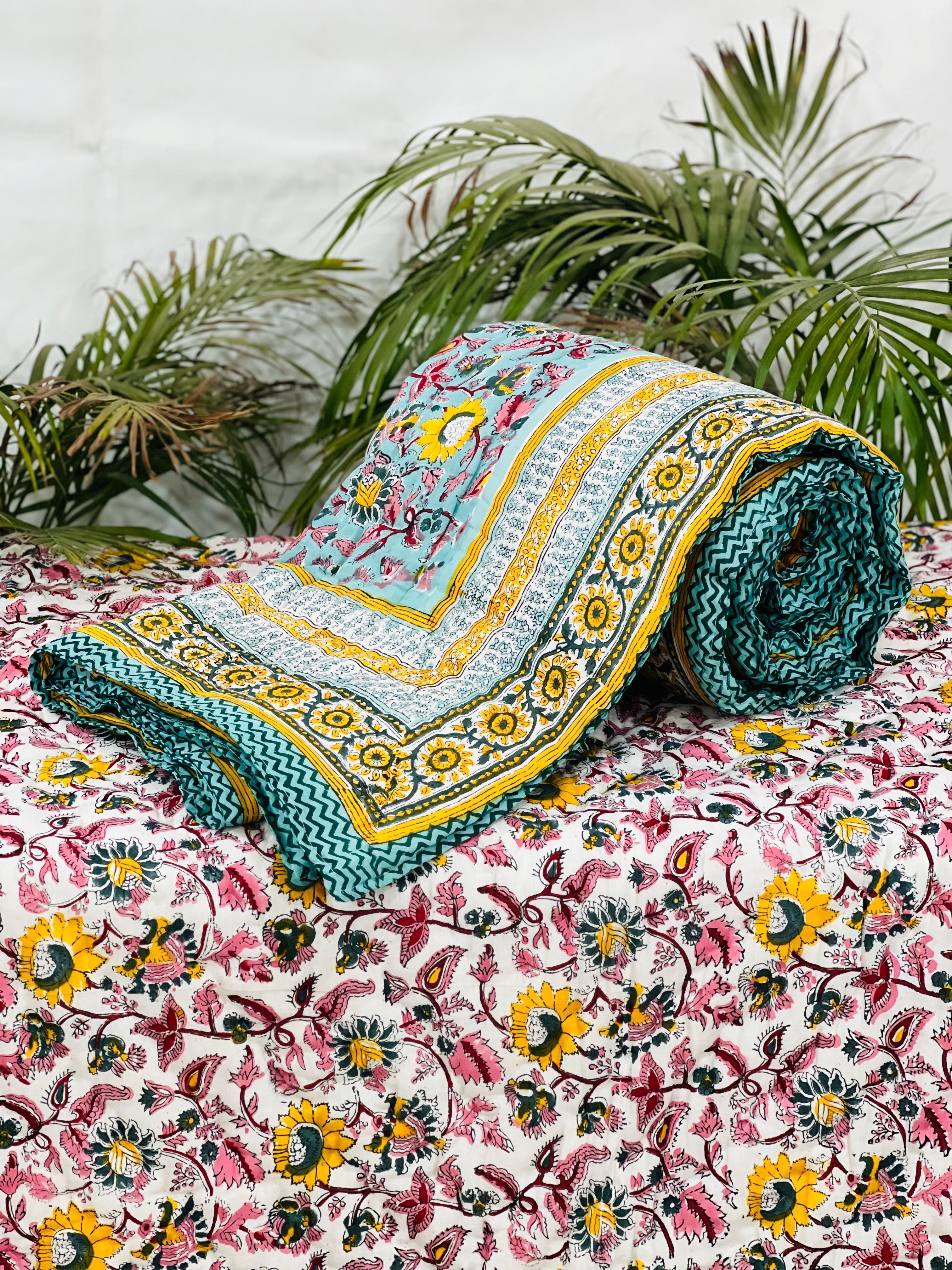 Mishka ~ Jaipuri Razai ~ Cotton Filled 2 sided Quilt ~ King Single