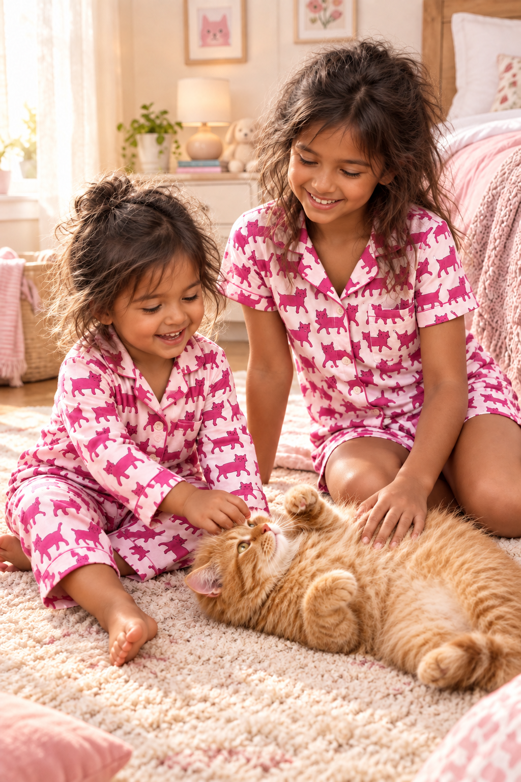 Kids PJ set Pink Cats