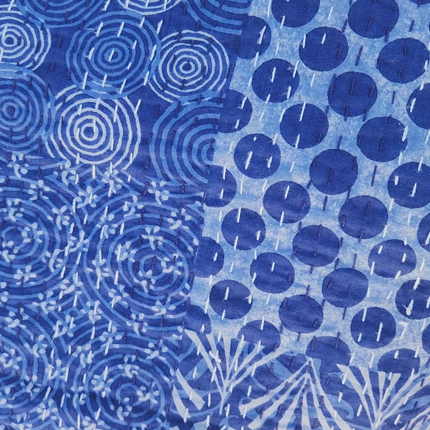 Indigo Patchwork ~ Kantha Bedspread ~ Queen | King