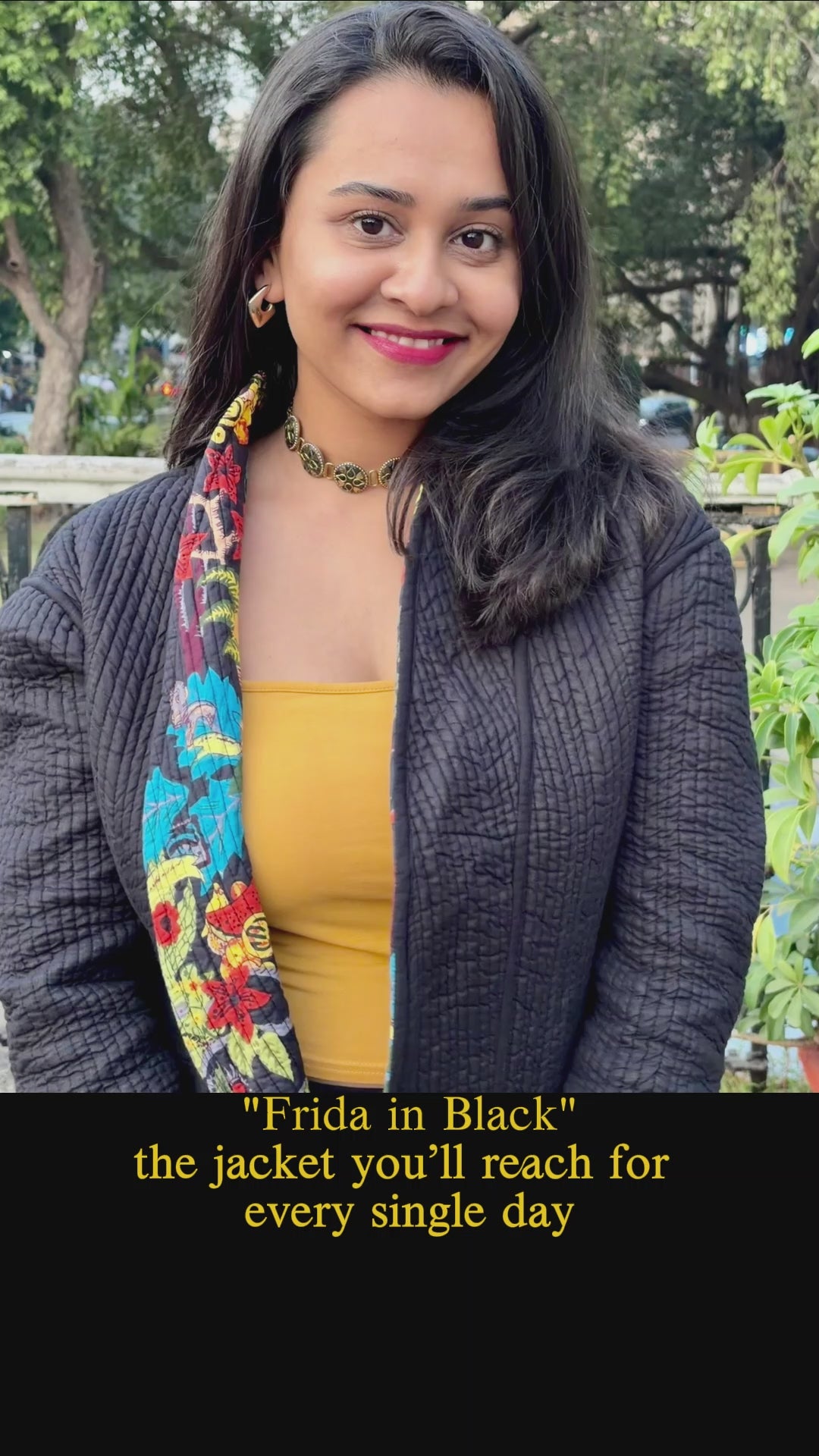 Frida in Black | Reversible Cotton Quilted Jacket