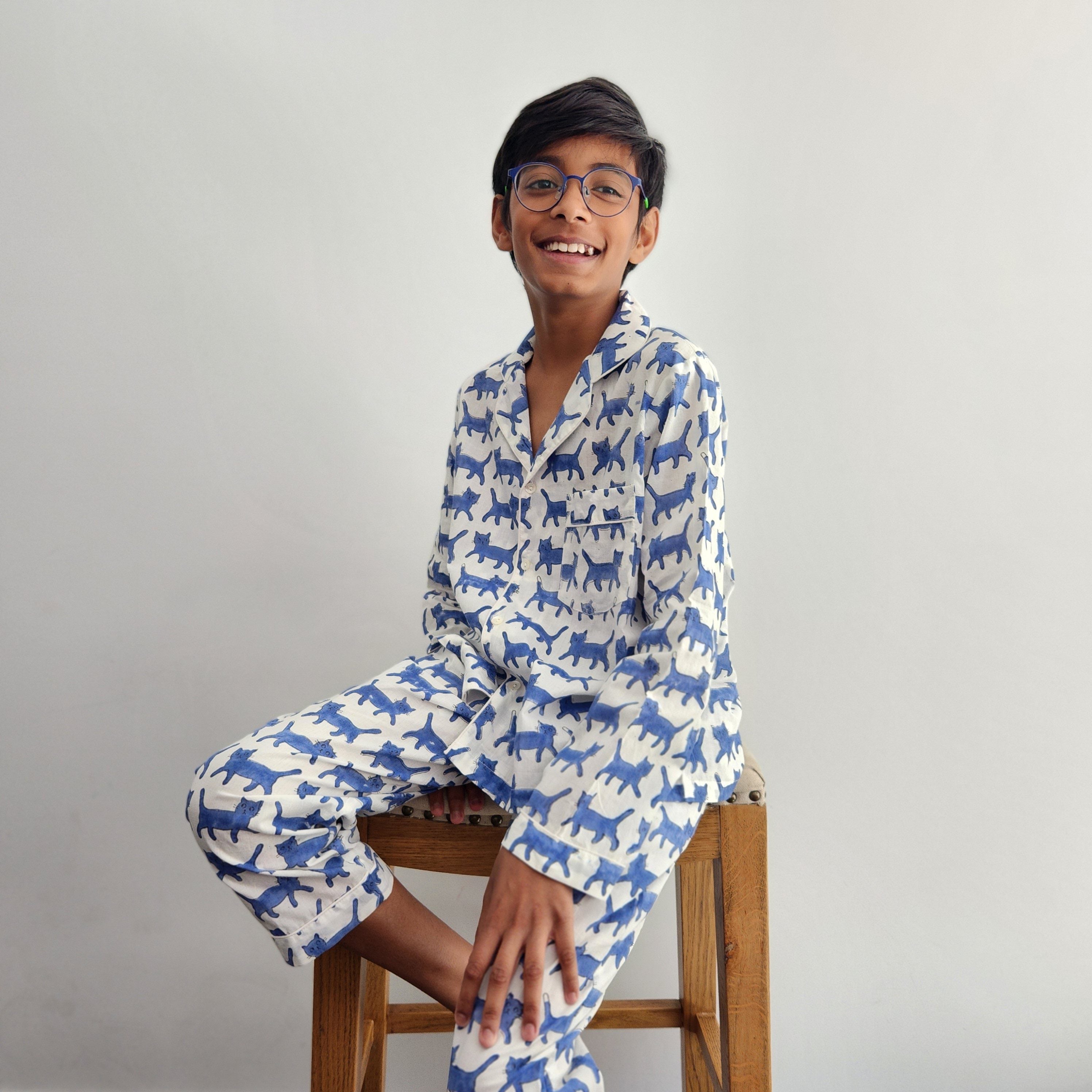 Kids PJ set Blue Cats