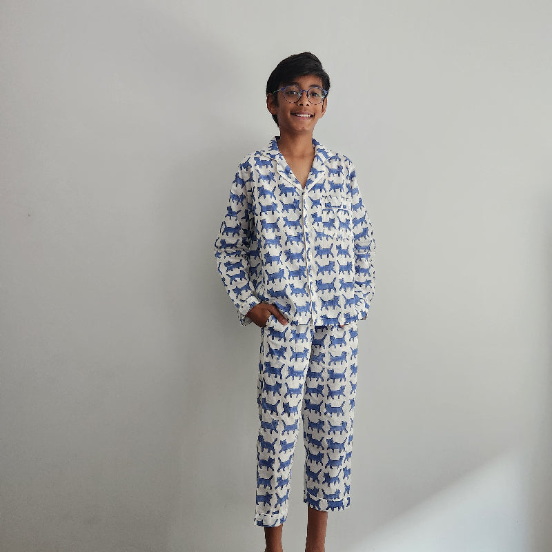 Kids PJ set Blue Cats