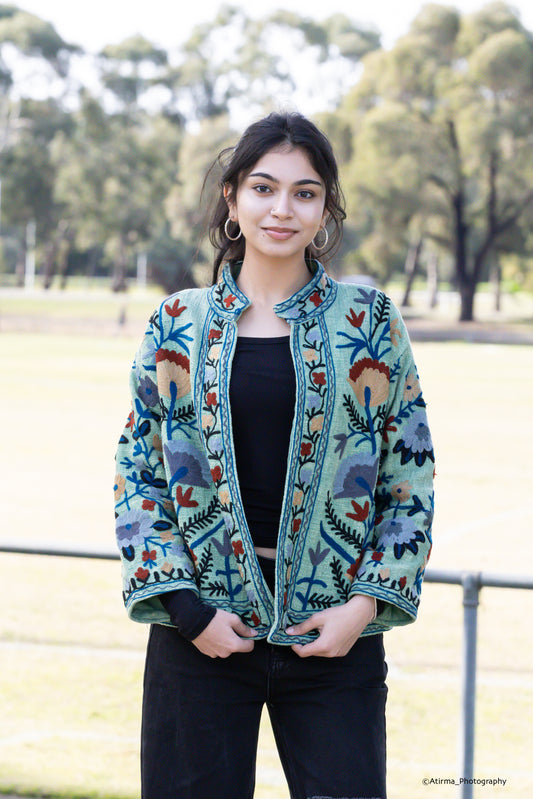 Indu | Green Suzani Jacket